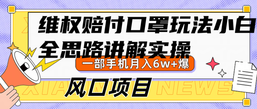 维权赔付口罩玩法，小白也能月入6w+，风口项目实操-南友云赚