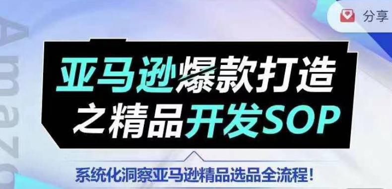 【训练营】亚马逊爆款打造之精品开发SOP，系统化洞察亚马逊精品选品全流程-南友云赚