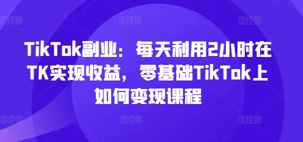 TikTok副业：每天利用2小时在TK实现收益，零基础TikTok上如何变现课程-南友云赚