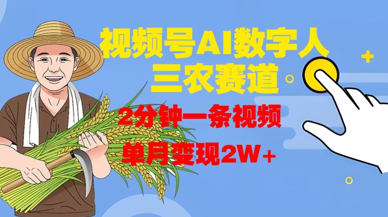 视频号AI数字人玩转三农赛道，2分钟一条视频，单月变现2W+-南友云赚