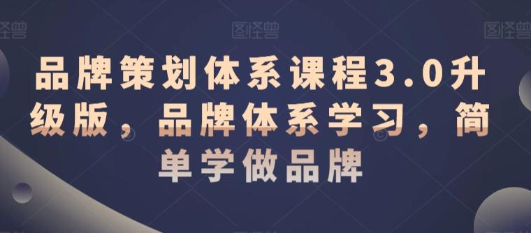 品牌策划体系课程3.0升级版，品牌体系学习，简单学做品牌-南友云赚