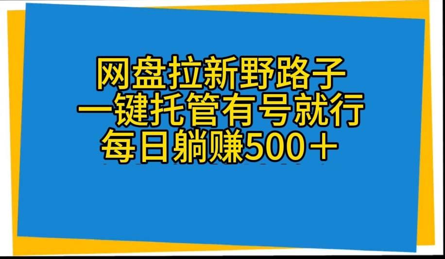 网盘拉新野路子，一键托管有号就行，全自动代发视频，每日躺赚500＋-南友云赚