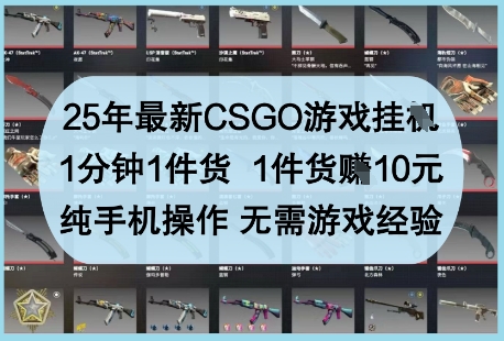 25年最新CSGO游戏挂G，1分钟1件货，1件货挣10元，纯手机操作，无需游戏经验【揭秘】-南友云赚