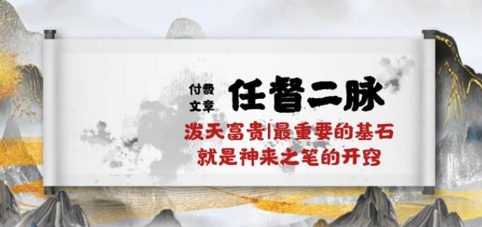 某付费文章《任督 二脉 泼天富贵|最重要的基石 就是神来之笔的开窍|万字》-南友云赚