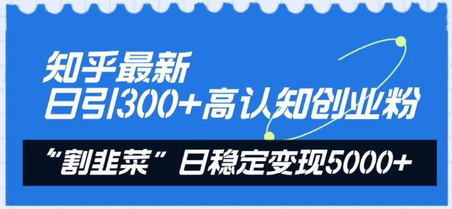 知乎最新日引300+高认知创业粉，“割韭菜”日稳定变现5000+【揭秘】-南友云赚