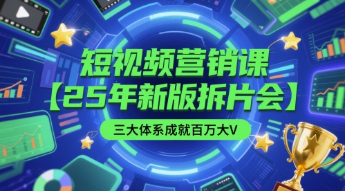 短视频营销课【25年新版拆片会】三大体系成就百万大V，包含正课、拆片会、手把手教学直播课等-南友云赚