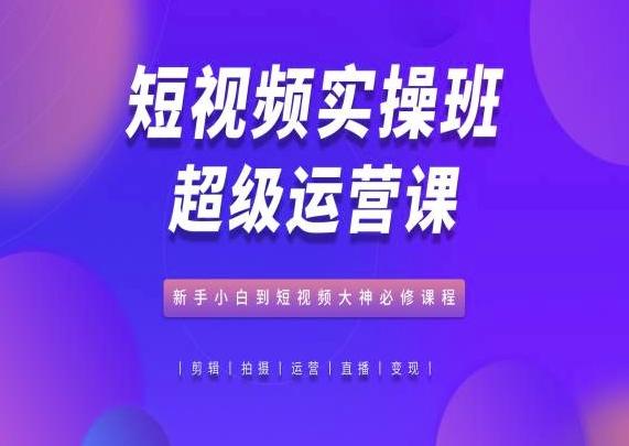 短视频实操班超级运营课，新手小白到短视频大神必修课程-南友云赚