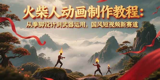 火柴人动画制作教程：从拳脚设计到武器运用，国风短视频新赛道-南友云赚