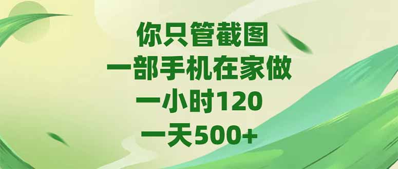 你只管截图，一部手机在家做，一小时120，-天500+-南友云赚