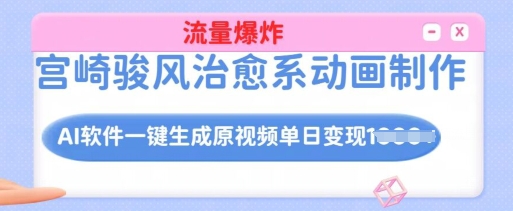宫崎骏风治愈系动画制作，AI软件一键生成原创视频流量爆炸，单日变现多张，详细实操流程-南友云赚