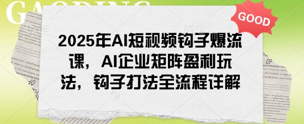 2025年AI短视频钩子爆流课，AI企业矩阵盈利玩法，钩子打法全流程详解-南友云赚