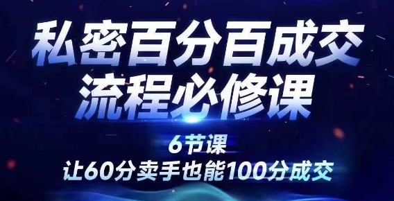 私密百分百成交流程线上训练营，绝对成交，让60分卖手也能100分成交-南友云赚