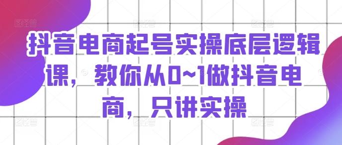 抖音电商起号实操底层逻辑课，教你从0~1做抖音电商，只讲实操-南友云赚