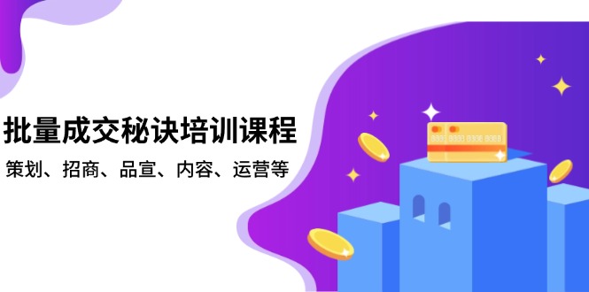 批量成交秘诀培训课程，策划、招商、品宣、内容、运营等-南友云赚