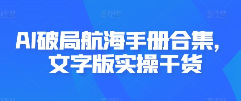 AI破局航海手册合集，文字版实操干货-南友云赚