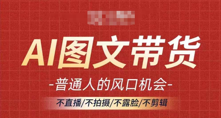 AI图文带货流量新趋势，普通人的风口机会，不直播/不拍摄/不露脸/不剪辑，轻松实现月入过万-南友云赚