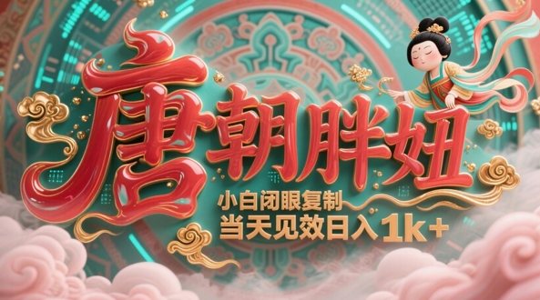 用AI克隆“唐朝胖妞”日更3条，平台疯狂推流，小白闭眼复制，当天见效，日入1k+-南友云赚