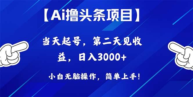 Ai撸头条，当天起号，第二天见收益，日入3000+-南友云赚