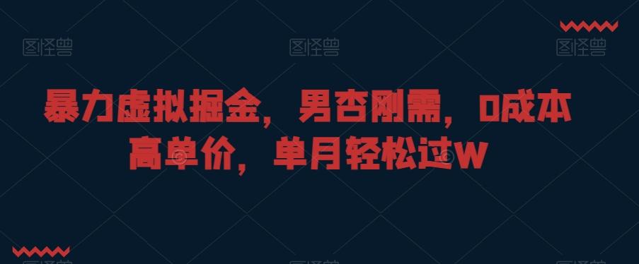 暴力虚拟掘金，男杏刚需，0成本高单价，单月轻松过W【揭秘】-南友云赚