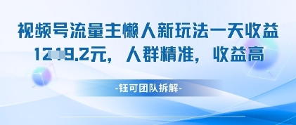 视频号流量主懒人新玩法，一天收益1k，人群精准收益高-南友云赚