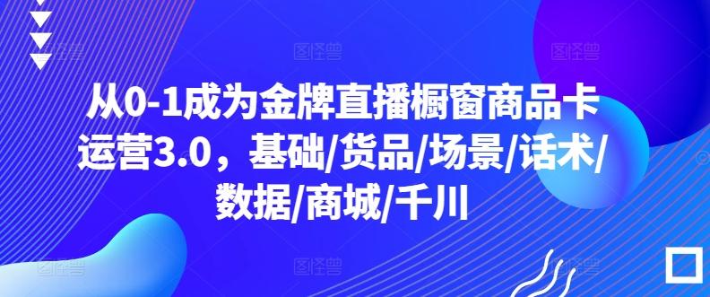 从0-1成为金牌直播橱窗商品卡运营3.0，基础/货品/场景/话术/数据/商城/千川-南友云赚