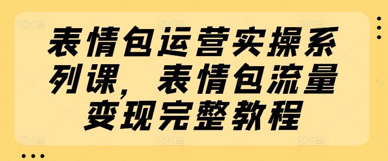表情包运营实操系列课，表情包流量变现完整教程-南友云赚