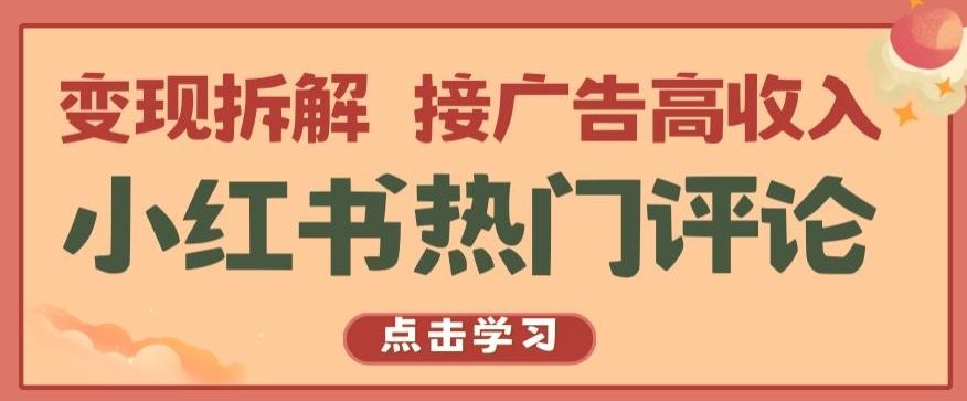 小红书热门评论，变现拆解，接广告高收入【揭秘 】-南友云赚