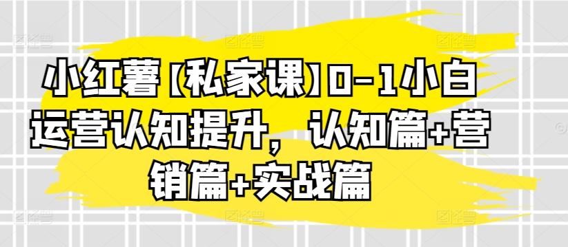 小红薯【私家课】0-1小白运营认知提升，认知篇+营销篇+实战篇-南友云赚