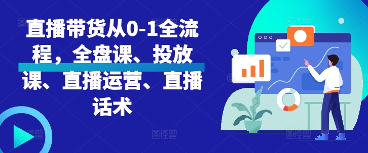直播带货从0-1全流程，全盘课、投放课、直播运营、直播话术-南友云赚