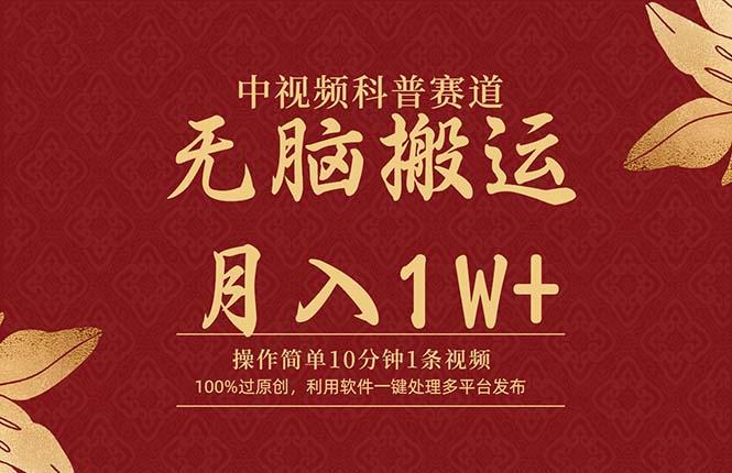 (9846期)中视频科普赛道，10分钟1条视频，条条爆款，100%过原创，无脑搬运月入1W+-南友云赚