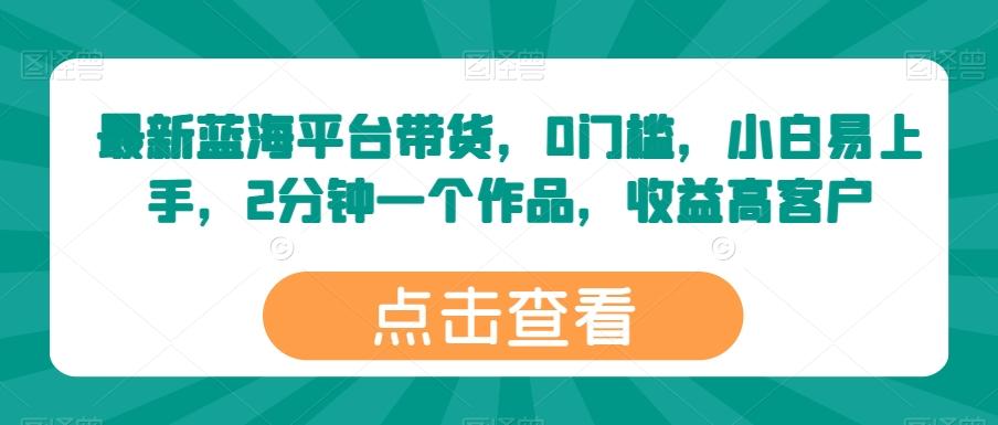最新蓝海平台带货，0门槛，小白易上手，2分钟一个作品，收益高【揭秘】-南友云赚