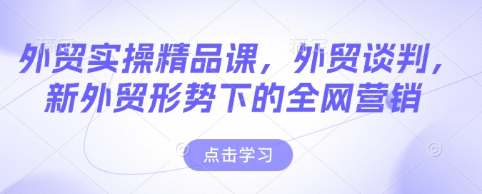 外贸实操精品课，外贸谈判，新外贸形势下的全网营销-南友云赚