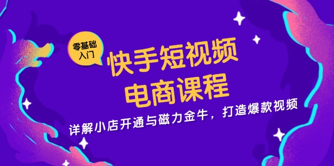 快手短视频电商课程，详解小店开通与磁力金牛，打造爆款视频-南友云赚