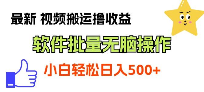最新视频搬运撸收益，软件无脑批量操作，新手小白轻松上手-南友云赚