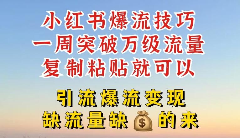 小红书爆流技巧，一周突破万级流量，复制粘贴就可以，引流爆流变现【揭秘】-南友云赚
