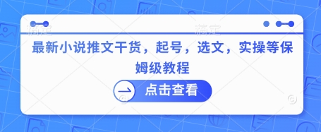 最新小说推文干货，起号，选文，实操等保姆级教程-南友云赚