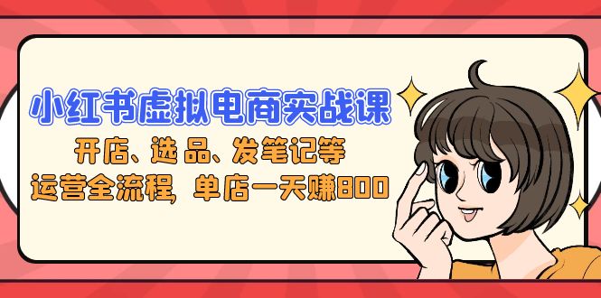 小红书虚拟电商实战课：开店、选品、发笔记等运营全流程，单店一天赚800-南友云赚