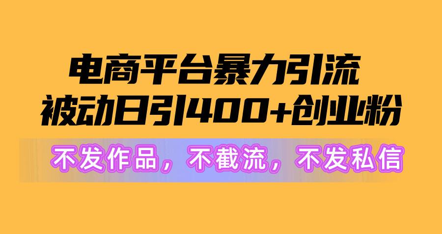 电商平台暴力引流,被动日引400+创业粉不发作品，不截流，不发私信-南友云赚