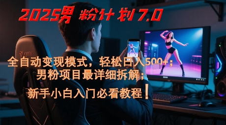 2025男粉计划7.0，全自动变现模式，轻松日入5张+，新手小白必看课程-南友云赚