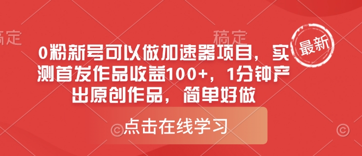 0粉新号可以做的加速器项目，实测首发作品收益100+，1分钟产出原创作品，简单好做-南友云赚