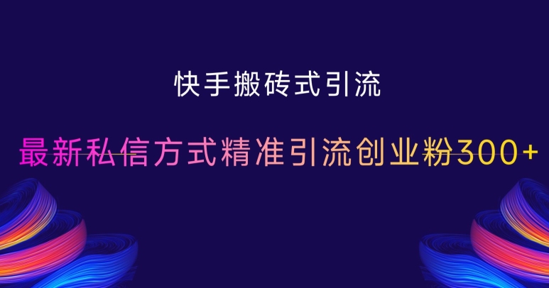 快手搬砖式引流，最新私信方式精准引流创业粉300+-南友云赚