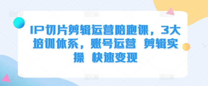 IP切片剪辑运营陪跑课，3大培训体系，账号运营 剪辑实操 快速变现-南友云赚
