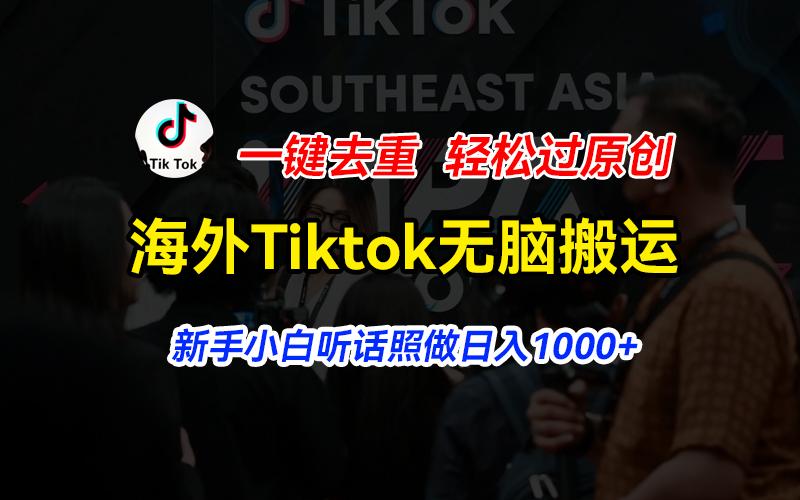 海外Tiktok短视频无脑搬运，一键去重轻松过原创，新手小白听话照做日入…-南友云赚
