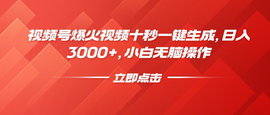 视频号爆火视频十秒一键生成，日入3000+，小白无脑操作-南友云赚