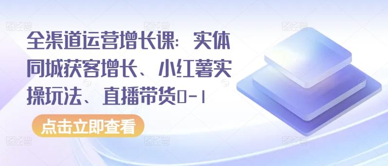 全渠道运营增长课：实体同城获客增长、小红薯实操玩法、直播带货0-1-南友云赚