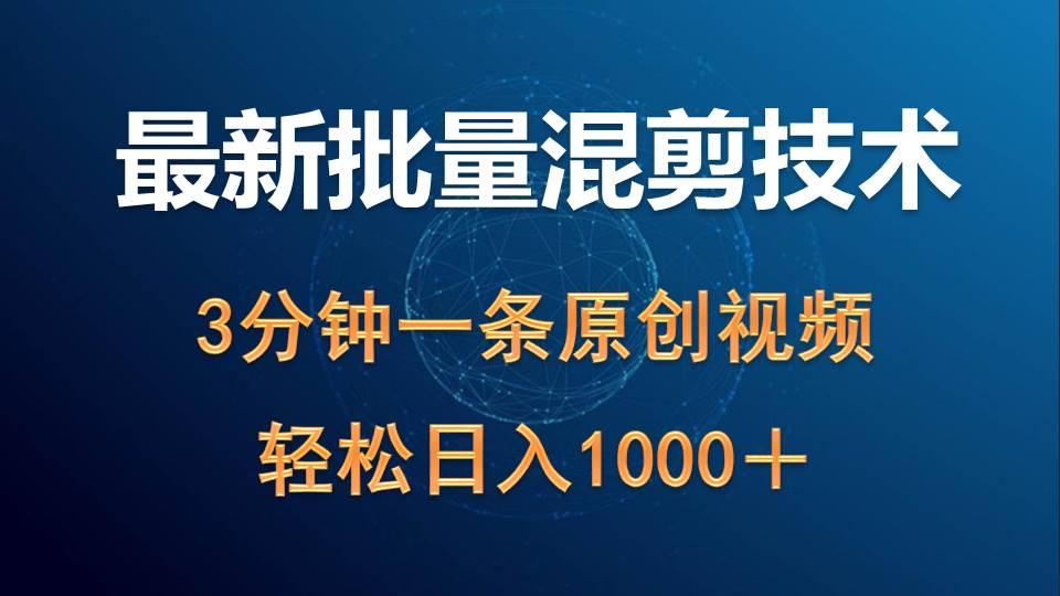 (9982期)最新批量混剪技术撸收益热门领域玩法，3分钟一条原创视频，轻松日入1000＋-南友云赚
