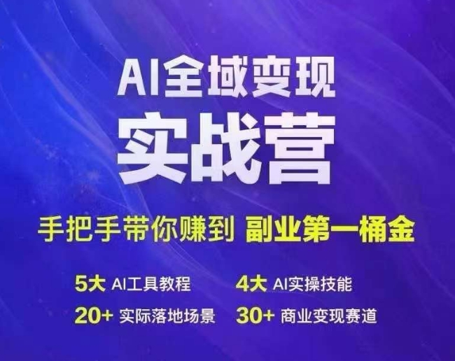 Ai全域变现实战营，手把手带你赚到副业第1桶金-南友云赚