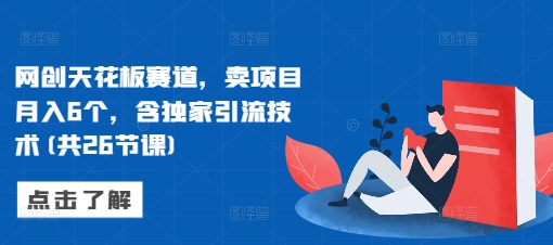网创天花板赛道，卖项目月入6个，含独家引流技术(共26节课)-南友云赚
