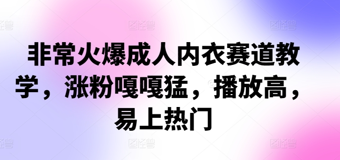 非常火爆成人内衣赛道教学，​涨粉嘎嘎猛，播放高，易上热门-南友云赚