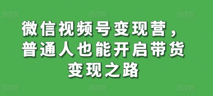 微信视频号变现营，普通人也能开启带货变现之路-南友云赚